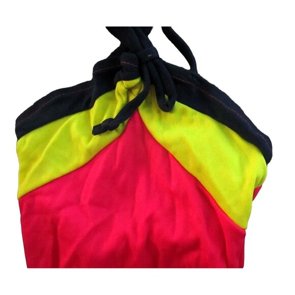 NEW NWOT Vtg 80s Girls Swimsuit Size 3T 3X One Piece NEON COLORBLOCK MADE USA - Picture 2 of 4